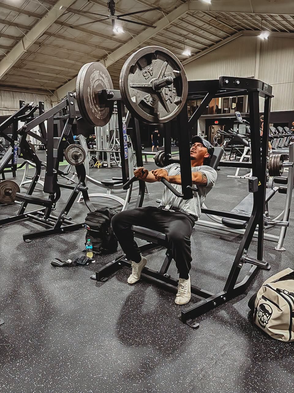 Hammer Strength plate-loaded ISO-Lateral decline chest press at TLAC